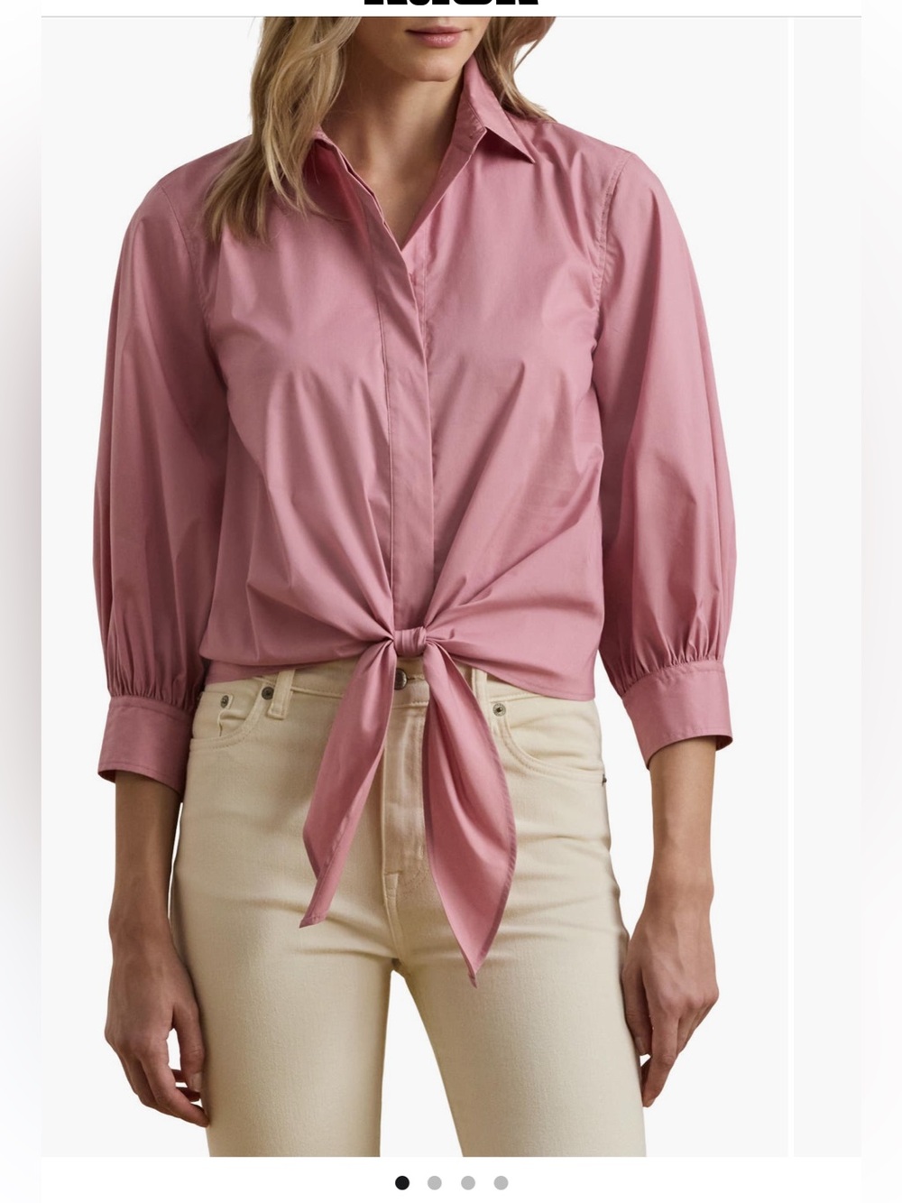 Lauren‎ Ralph Lauren Front Tie Button Up Shirt top blouse size 12 rose mauve NWT